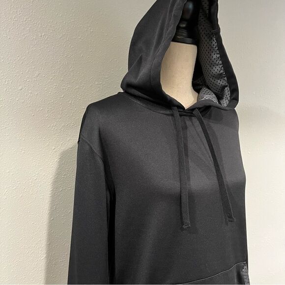 Sporty black hooded sweatshirt - Picture 3 of 12